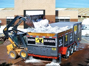 Snow Dragon SND900 Snowmelter clearing stadium lot